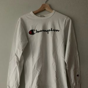 WHITE CHAMPION LONGSLEEVE TEE